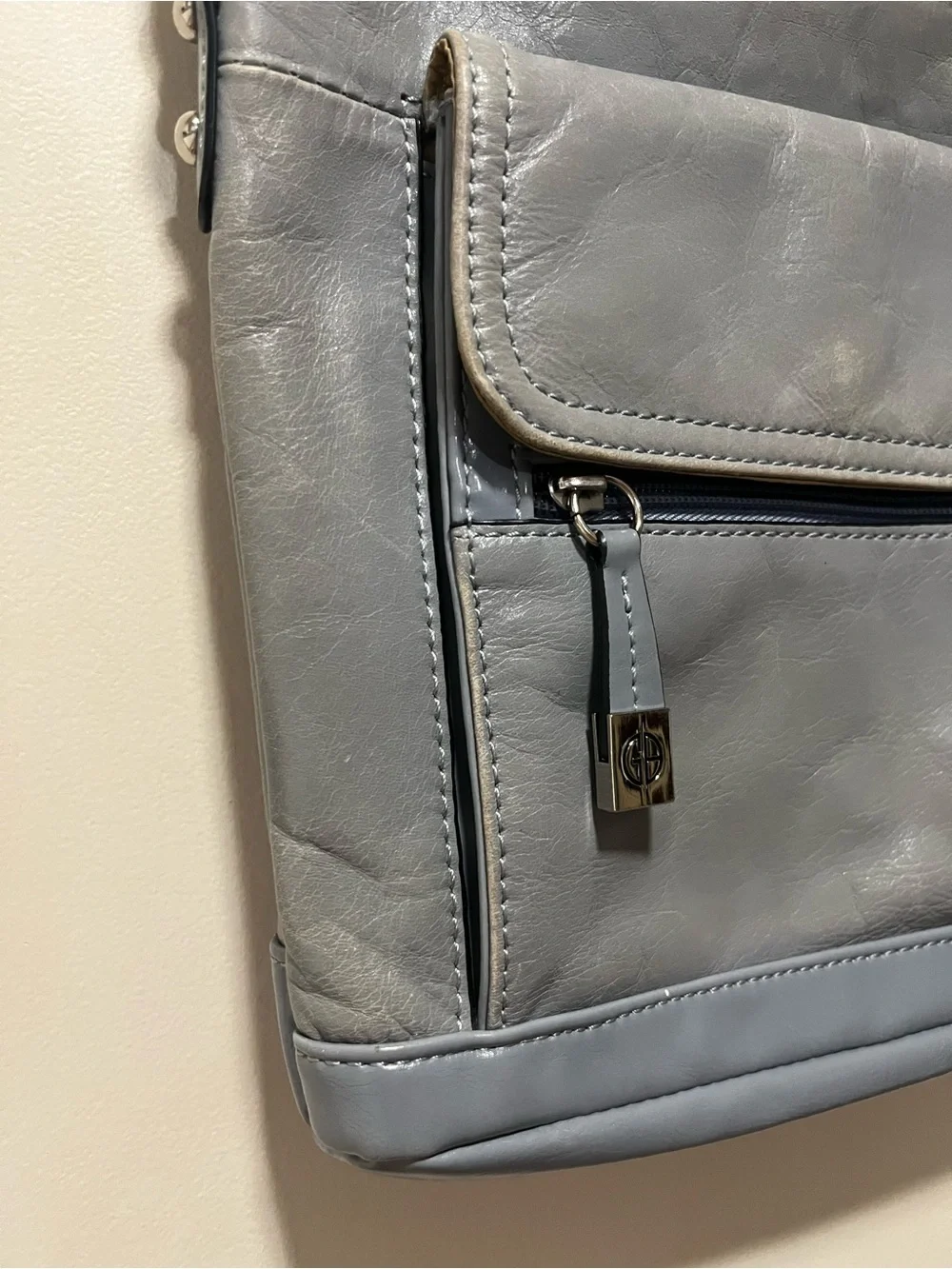 GUC Giani Bernini Leather Crossbody Bag Gray Blue
